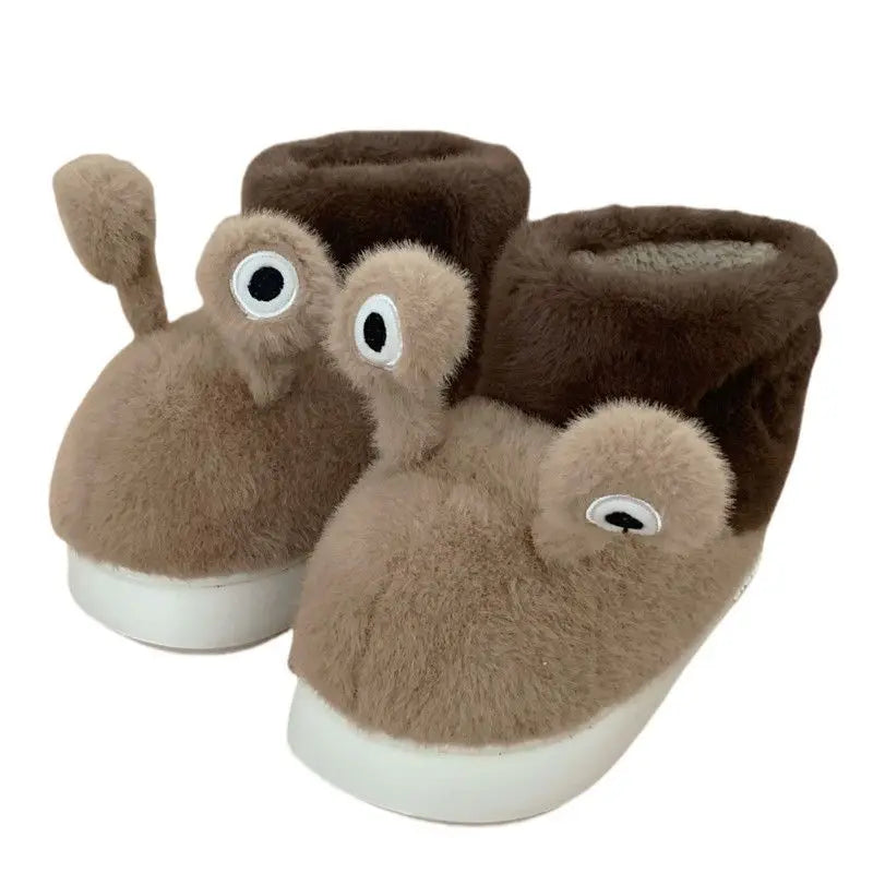 Lorilury Snail Plush Slippers – Unisex Faux Fur Indoor Slides