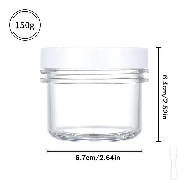 Clear Wide-Mouth Cosmetic Jar with Lid & Spoon | 100–300ml