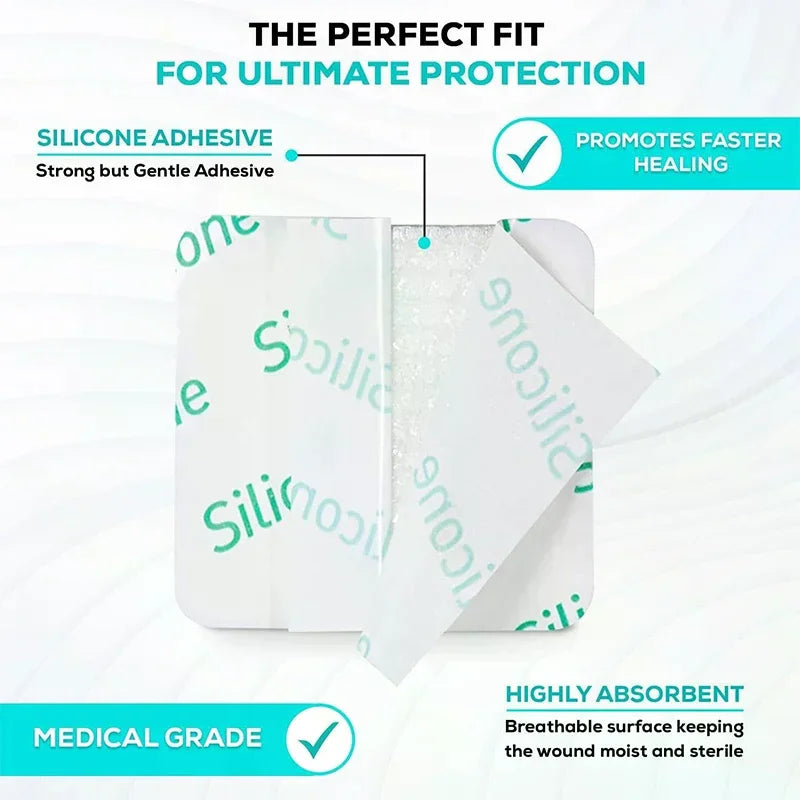 Borderless Foam Dressing Waterproof Absorbency Square Shaped Wound
