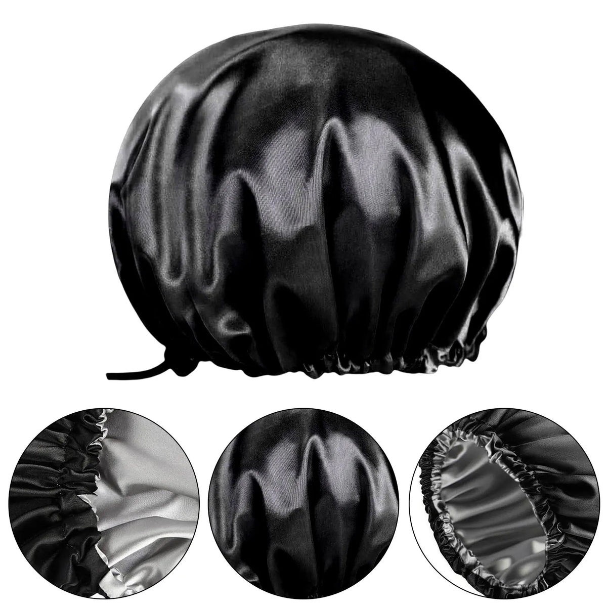 Extra Large Double Layer Waterproof Shower Cap for Thick Hair