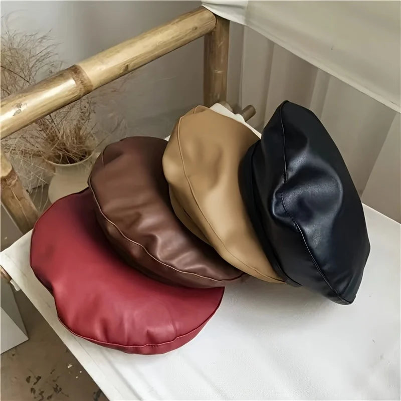 Women's French Beret Hat – Faux Leather Artist Cap
