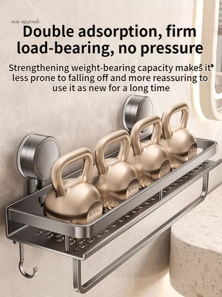 No-Drill Suction Cup Wall Storage Rack | Aluminum Organizer