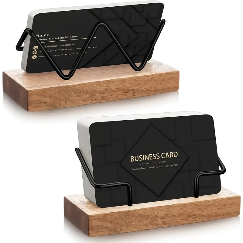 Wood Business Card Holder for Desk – Wooden Display Stand