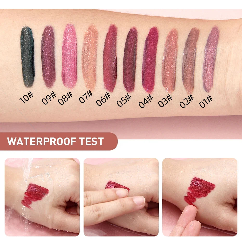 QIBEST Glitter Shimmer Lip Gloss – Waterproof Liquid Lipstick