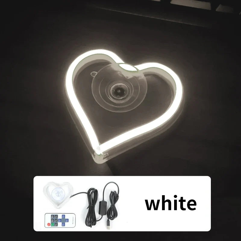 Heart LED Car Window Neon Light | USB & Remote Control