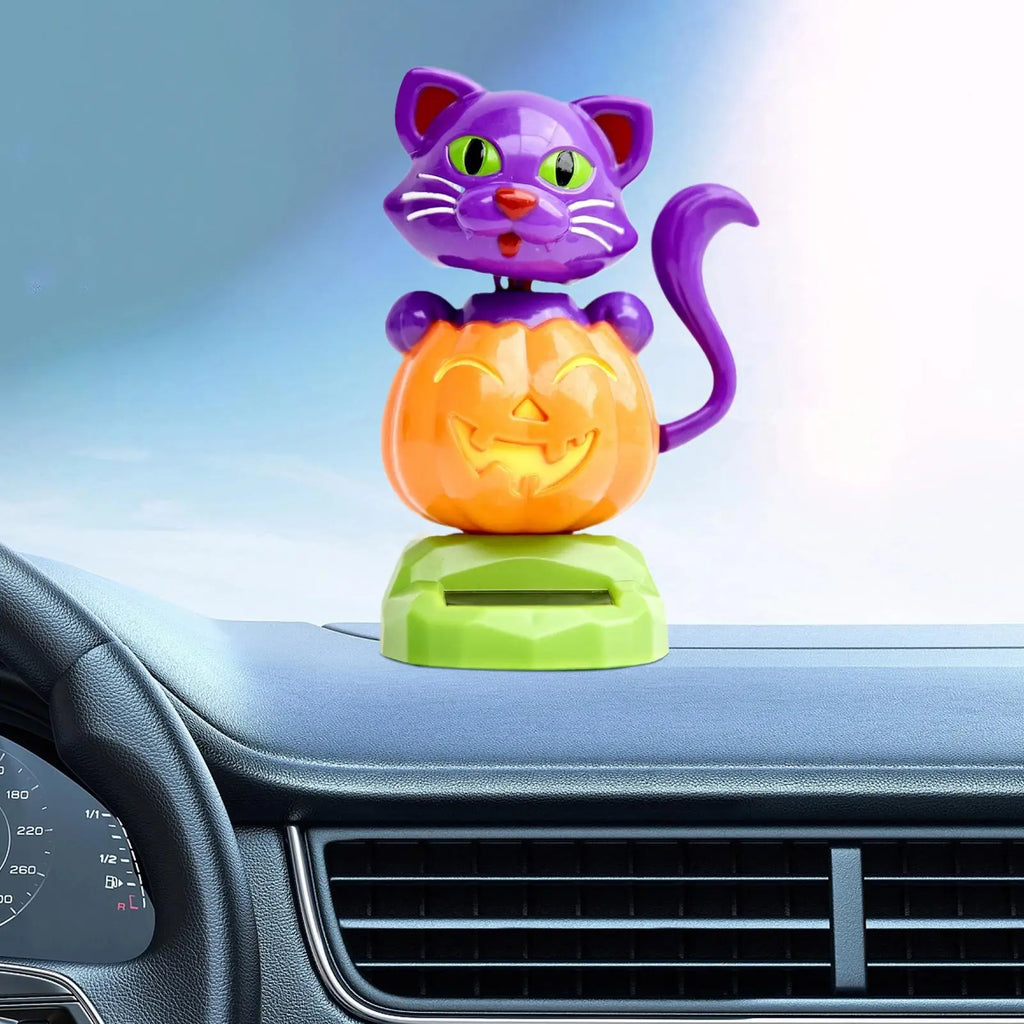 Solar Dancing Dolls Powered Shaking Head Pumpkin Cat Car Ornament