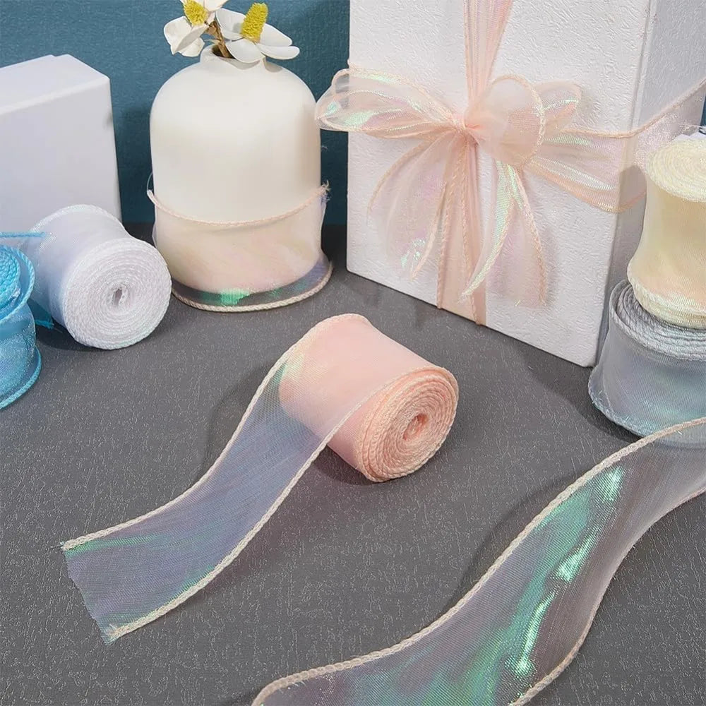10 Yards Pink Iridescent Organza Ribbon 40mm – Gift Wrapping