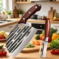 WXCOO Stainless Steel Chef Cleaver & Peeler Set | Wood Handle