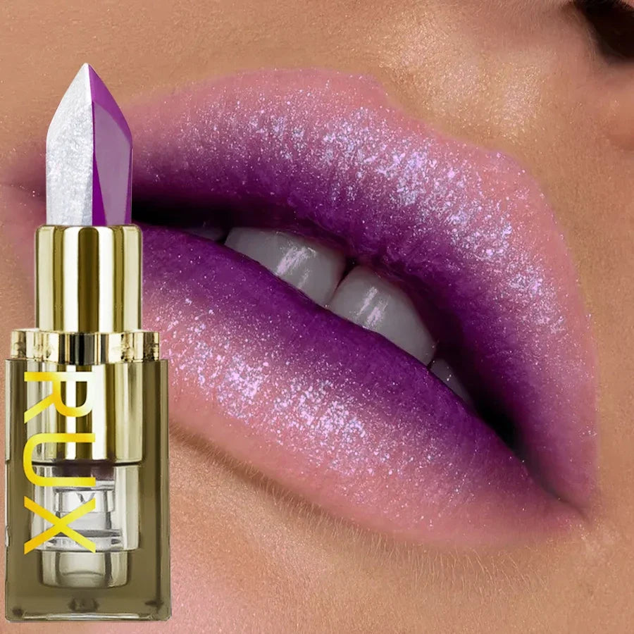 KAFURUX Purple Glitter Two-Tone Lipstick | Long-Lasting Tint