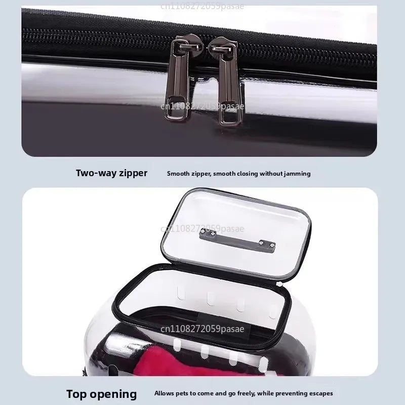 Large Transparent Rolling Cat Carrier Suitcase | Dual-Mode