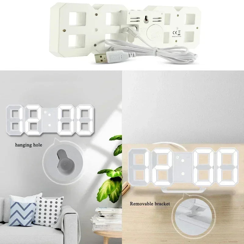LED Digital Alarm Clock | Wall & Desk | 3-Level Brightness