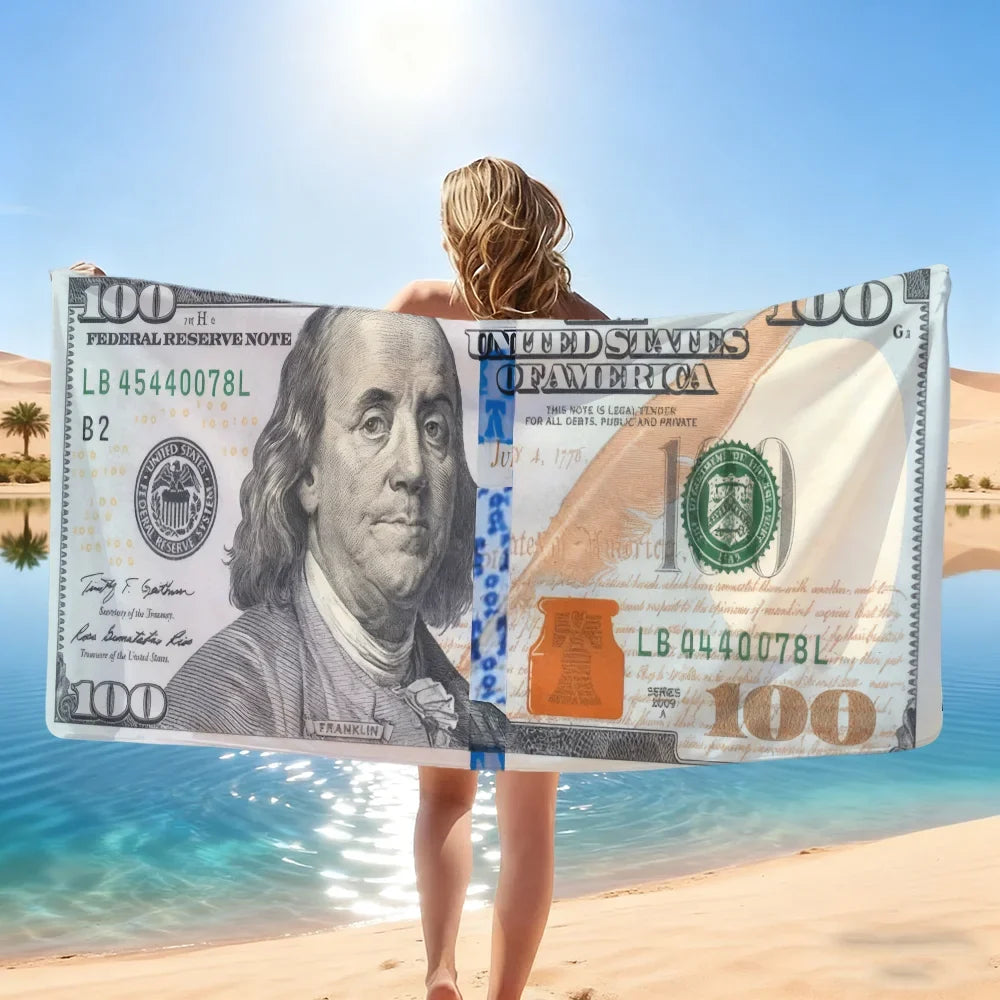 USA Dollar Microfiber Beach Towel – Quick Dry & Absorbent