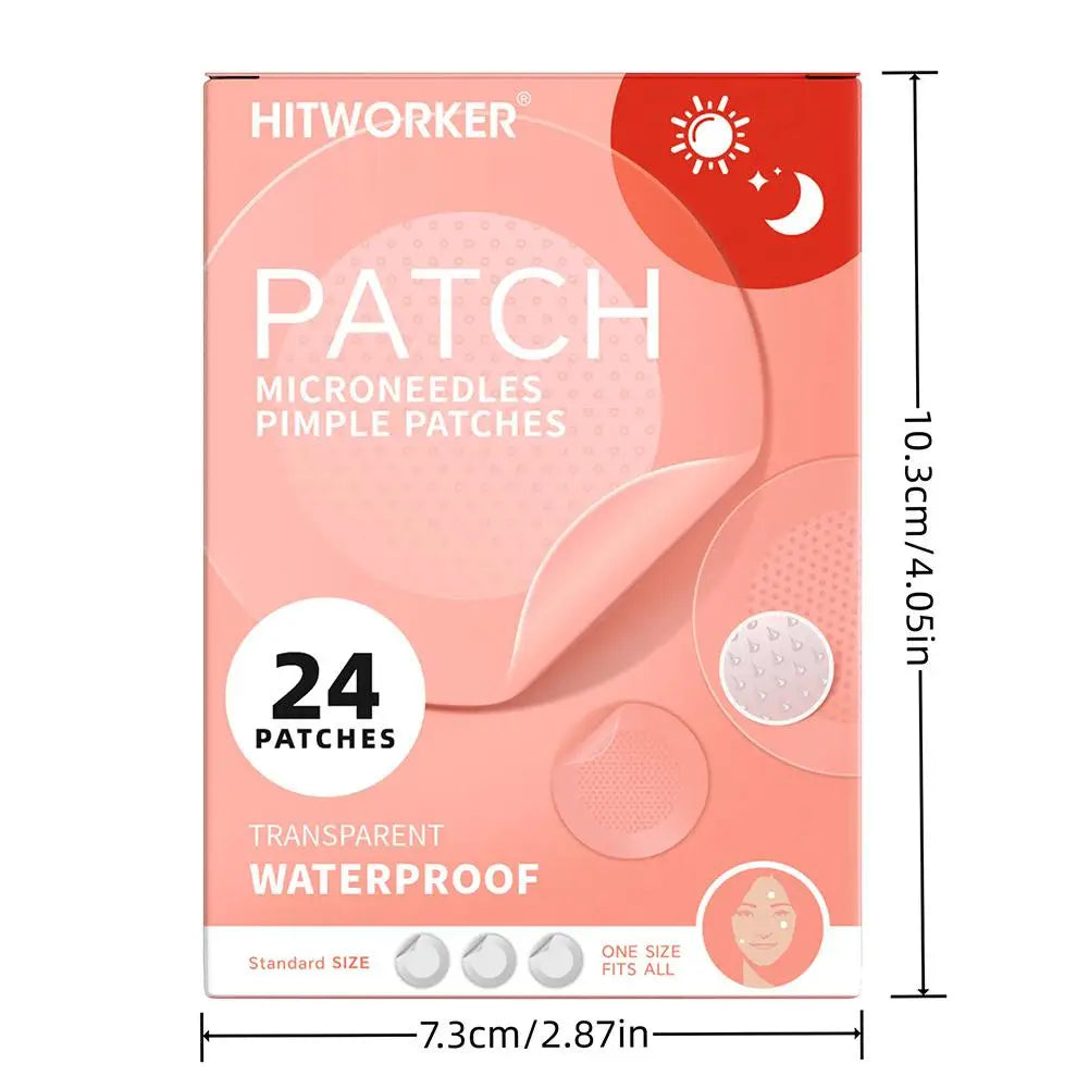 24-Pack Microneedle Acne Patches – Invisible & Waterproof
