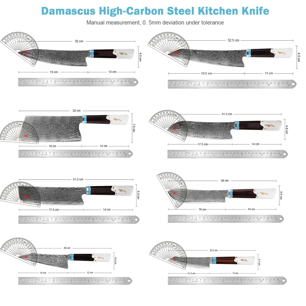 XITUO 8-Pc Damascus Steel Chef Knife Set | Resin Handle