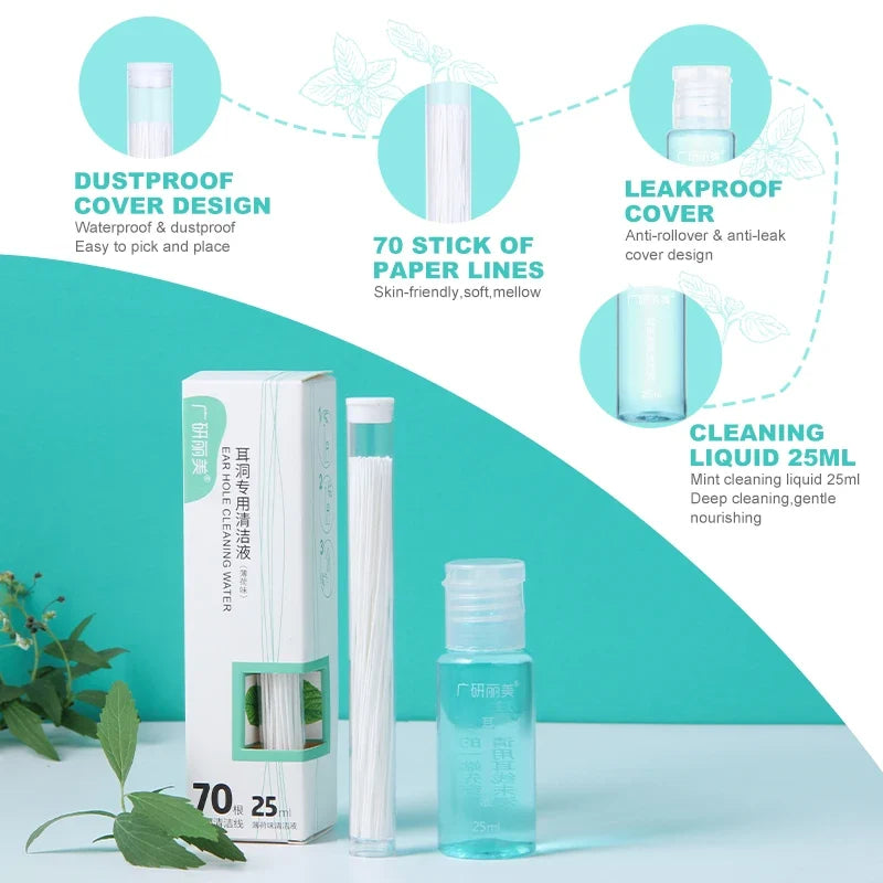 Ear Hole Cleaning Kit – Floss, Mint Solution & Odor Removal