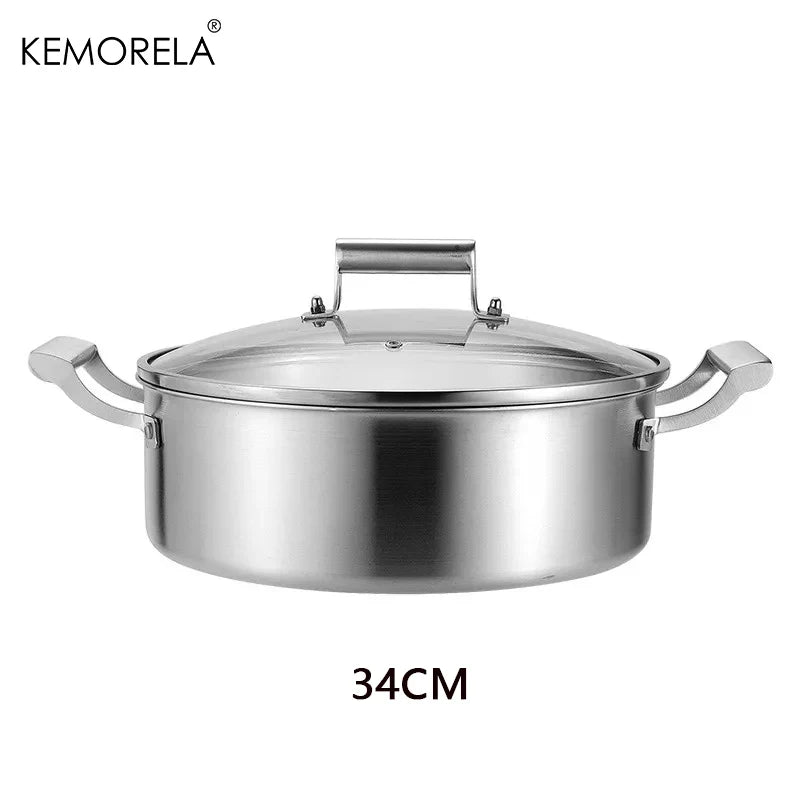 KEMORELA 5-Layer 304 Stainless Steel Soup & Hot Pot Glass Lid