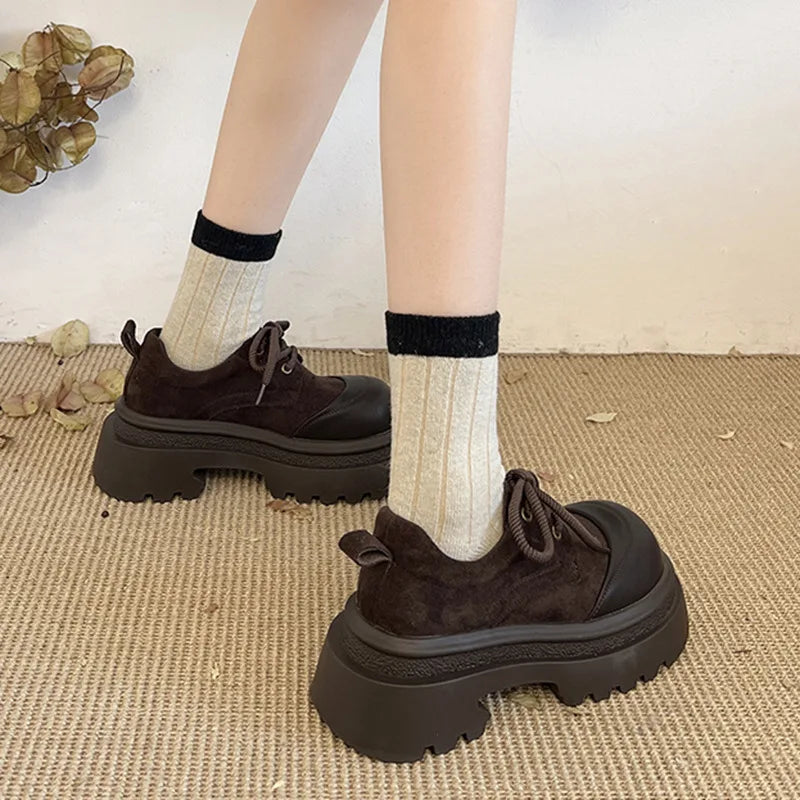 Women's Chunky Block Heel Mary Jane Shoes – Vintage Lace-Up