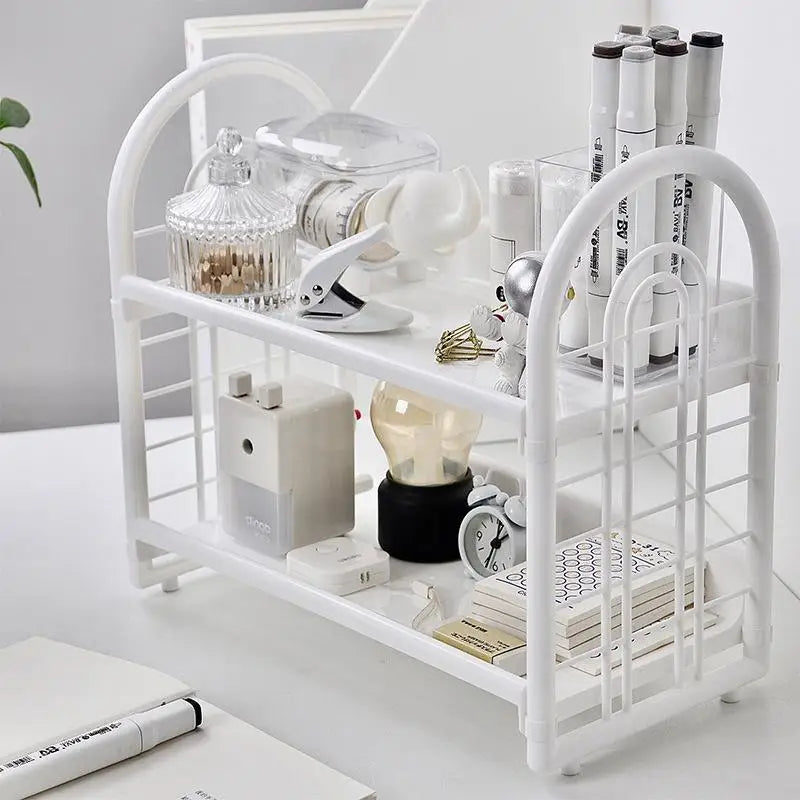 Double Layer Desktop Organizer Shelf | Cosmetics & Desk Storage