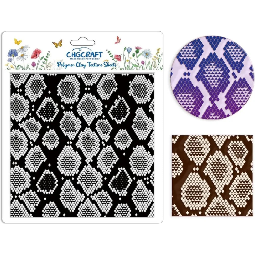 Snakeskin Polymer Clay Texture Sheet – 5.5" DIY Stamp Mat