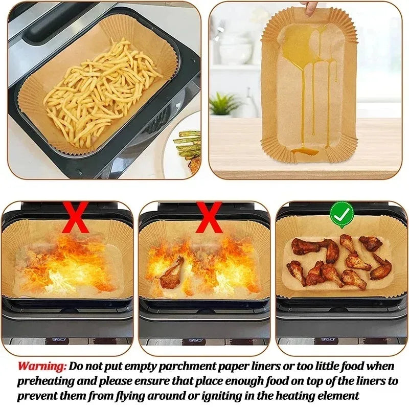 Disposable Air Fryer Parchment Liners | Non-Stick Baking Paper