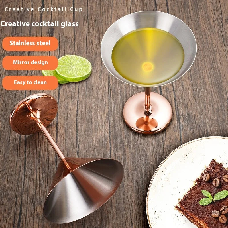 304 Stainless Steel Martini Cocktail Glass Champagne Goblet Wine Cup