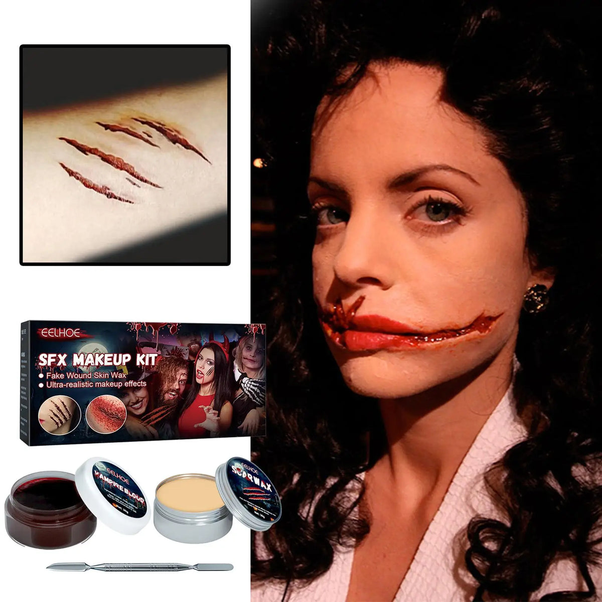 Halloween Scar Wax & Fake Blood Special Effects Makeup Kit