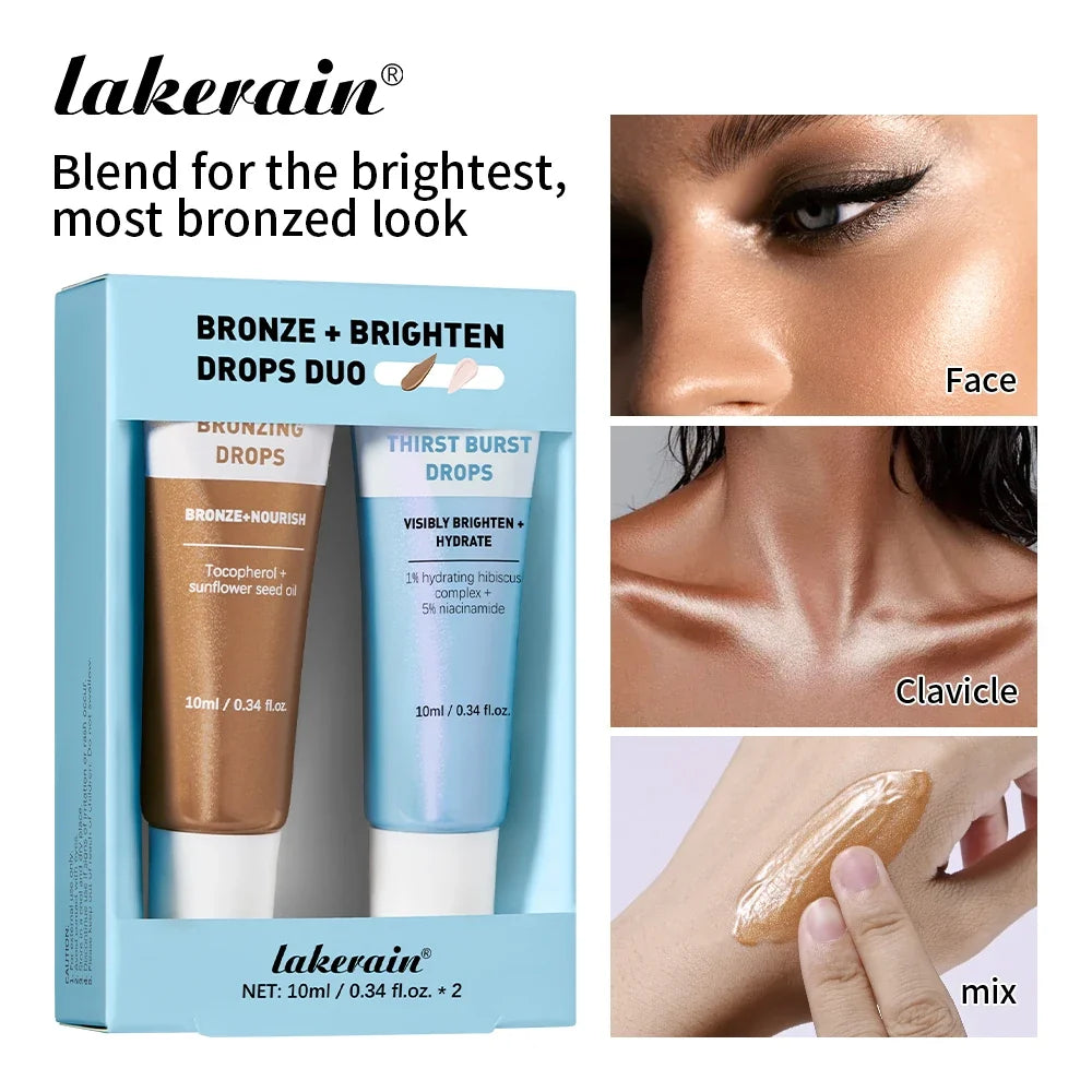 Bronze & Brighten Drops Duo – Glow Serum Set for Face & Body