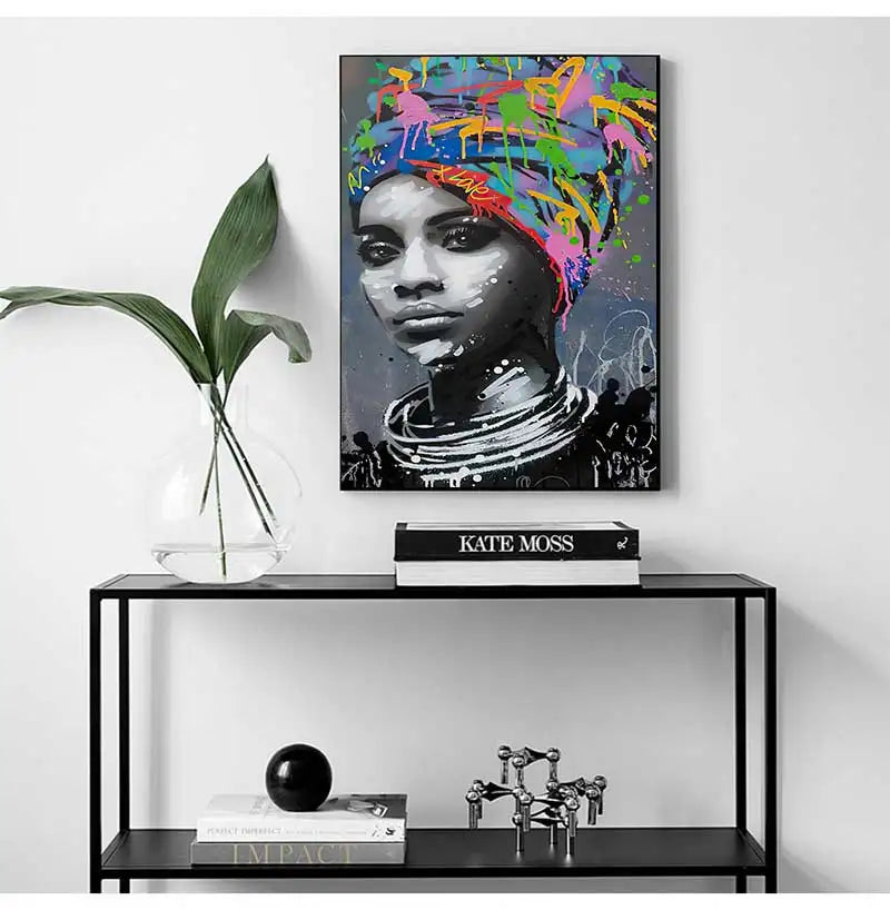 Abstract African Woman Canvas Wall Art Print | Modern Décor