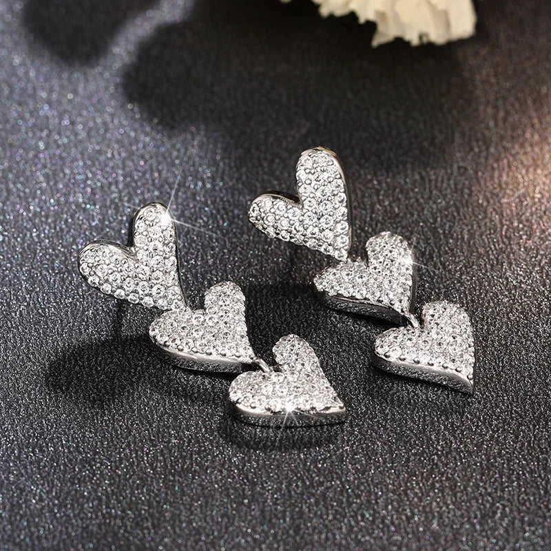Huitan Heart Drop Earrings – Cubic Zirconia Women's Jewelry