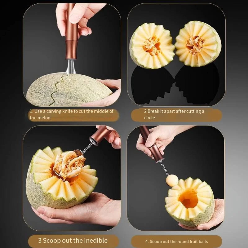 Stainless Steel Melon Baller, Fruit Carving & Ice Cream Scoop