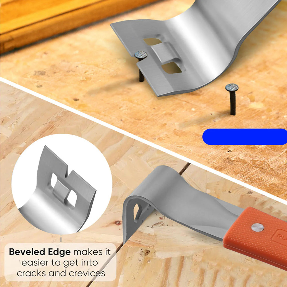Nail Puller Stainless Steel Rubber Non Slip Handle Multifunctional