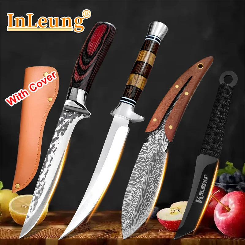 InLeung Stainless Steel Boning Knife – Sharp Wood Handle Chef Knife