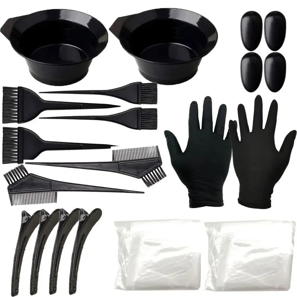 22-Piece Home Salon Hair Dye Kit – Brushes, Bowls & Cape