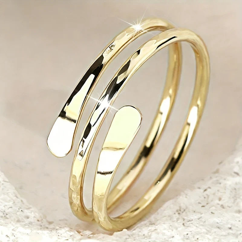 Huitan Glossy Multi-Layer Brass Ring – Women's Party Jewelry