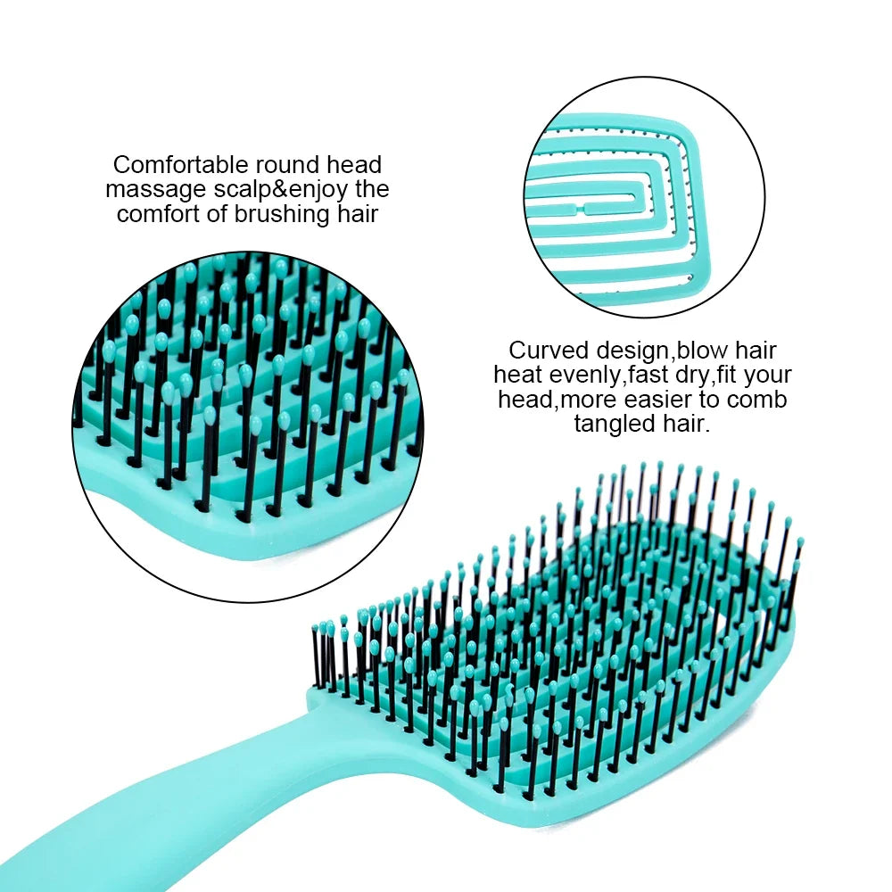 Hollow Detangling Brush for Afro 3A–4C Curly Natural Hair