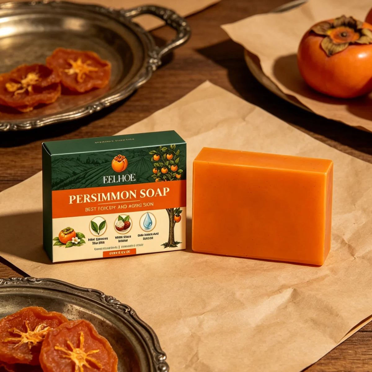 EELHOE Persimmon Soap Bar – Exfoliating, Deodorant & Moisturizing
