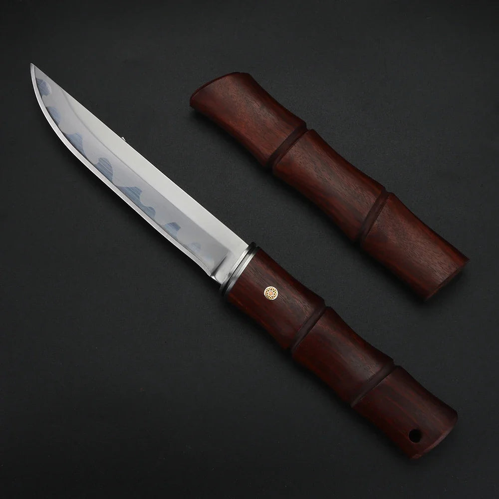 SKD-11 Carbon Steel Boning Knife – 62HRC Sharp Blade & Wood Sheath