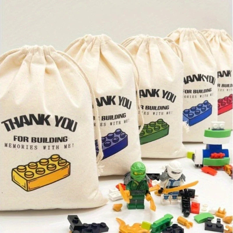 5-Pack Polyester Drawstring Gift Bags – Party & Storage Pouches