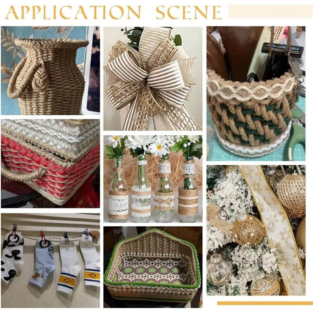 Braided Burlap Ribbon 10m – Rustic Jute Gimp Braid Trim