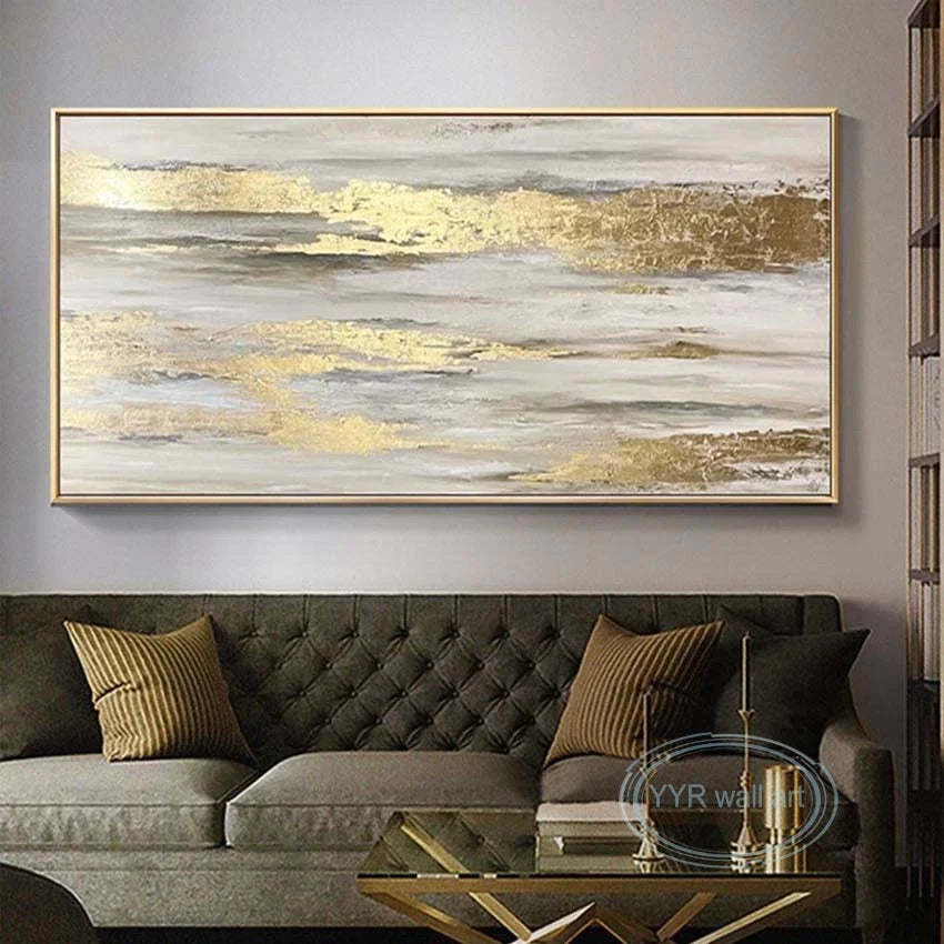 Abstract Gold Foil Handmade Oil Painting | Modern Canvas Wall Art