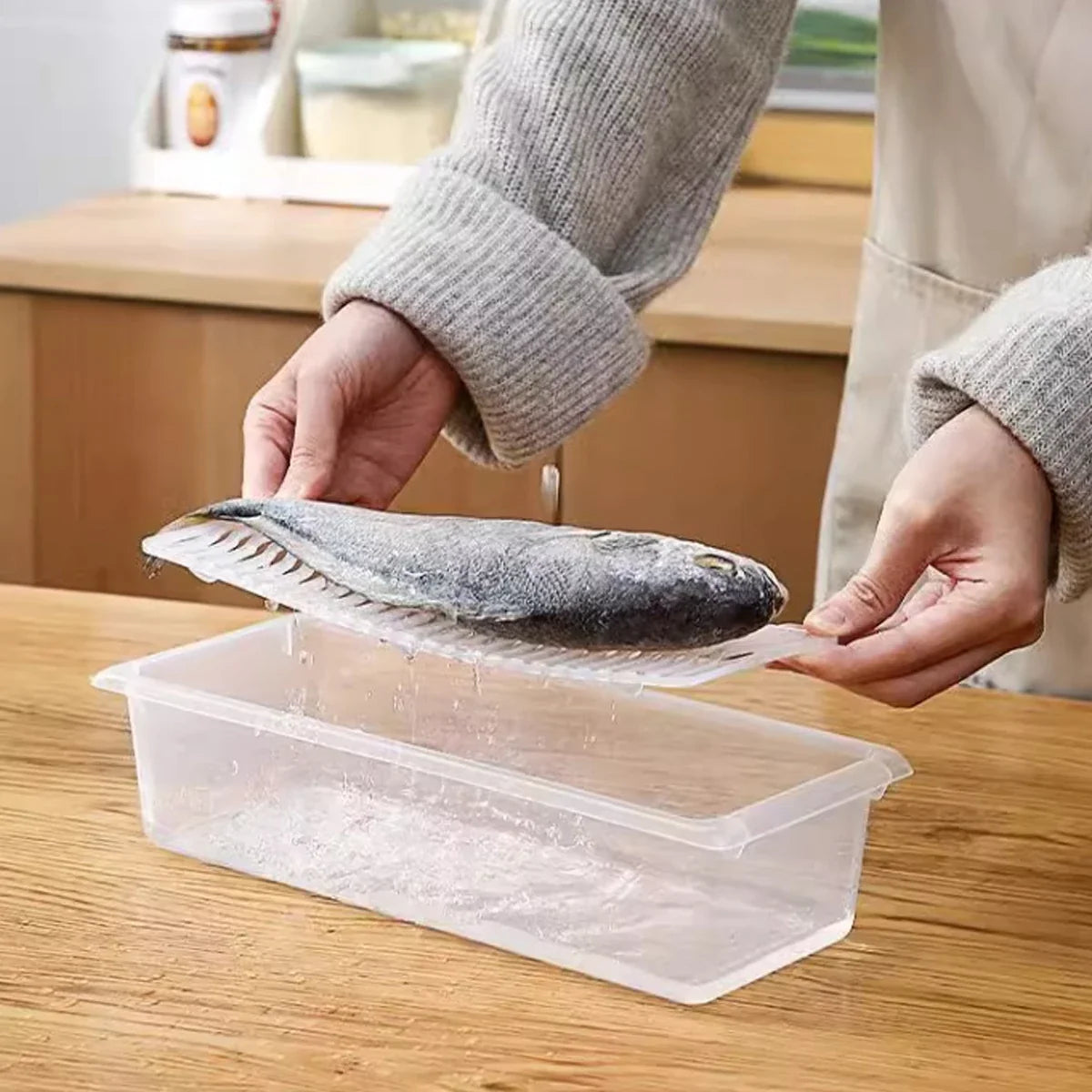 Sealed Drainable Fresh Food Fridge Organiser Lid Meat Vegetables