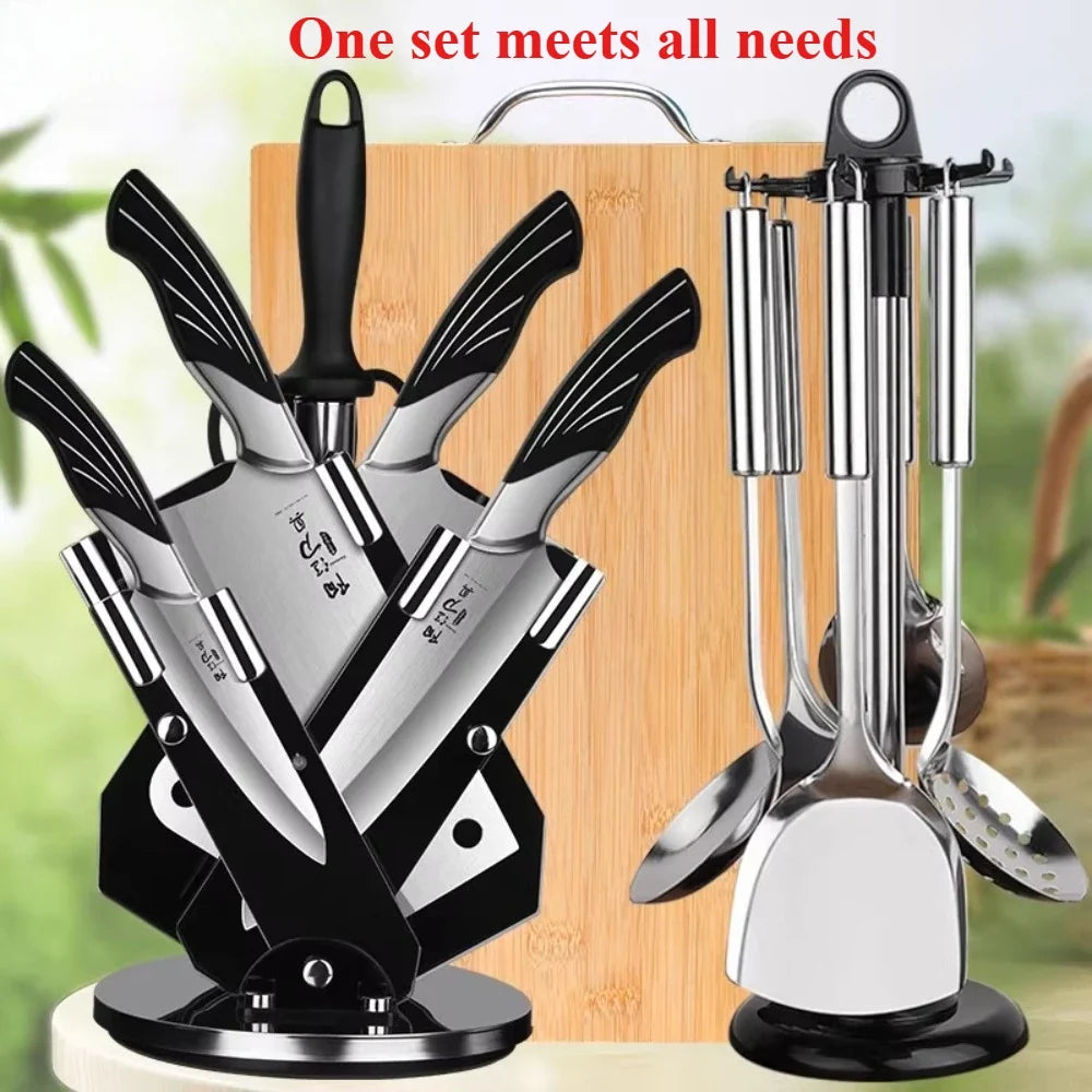 PLYS Kitchen Knife Set 7 & 14 Pc – Stainless Steel + Board