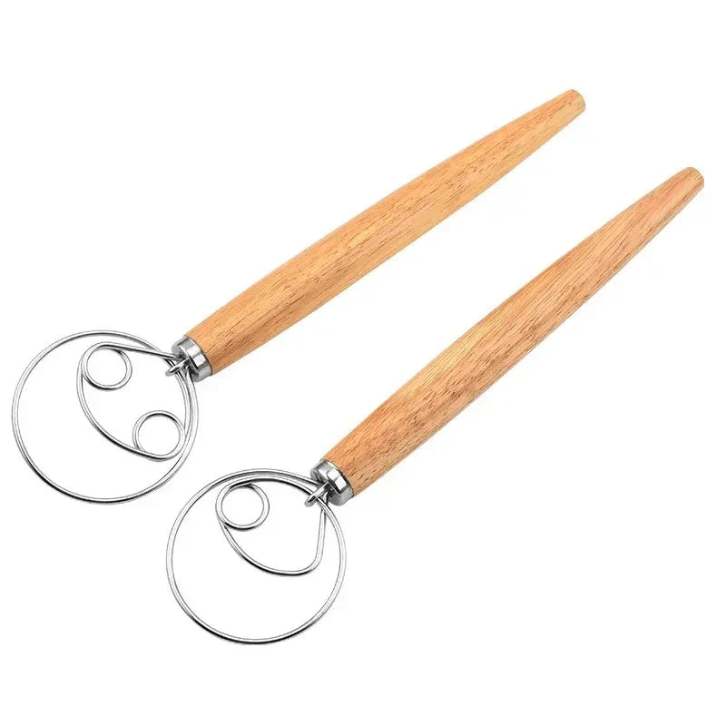 13-Inch Danish Dough Whisk – Stainless Steel & Wood Handle