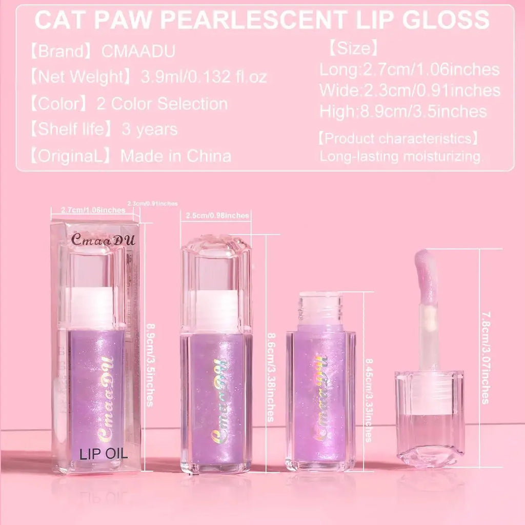 CmaaDU Pearlescent Glitter Lip Gloss – Plumping Mirror Shine