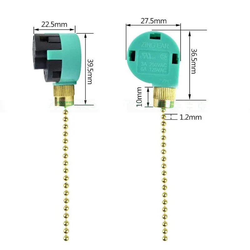 ZE-268S6 Ceiling Fan Pull Chain Switch 3-Speed 4-Wire Replacement