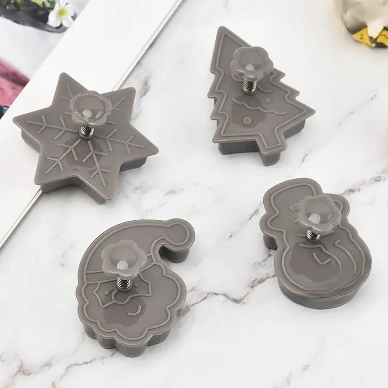 Mini Cookie Cutters 3D Raised Stamps Snowflake Snowman Candy Baking