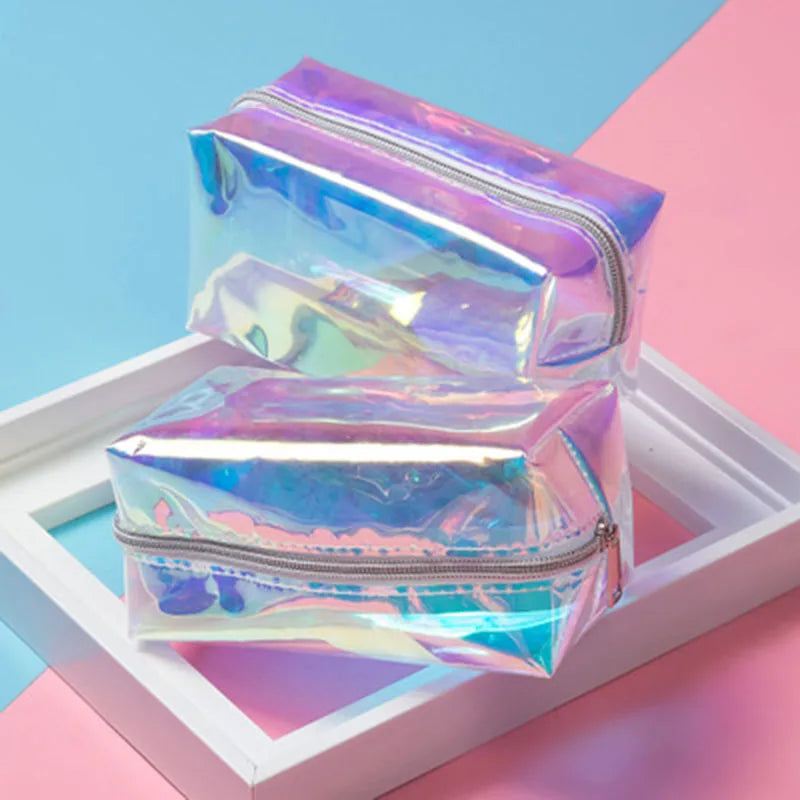 Holographic Makeup Bag – Waterproof TPU Cosmetic Travel Organizer