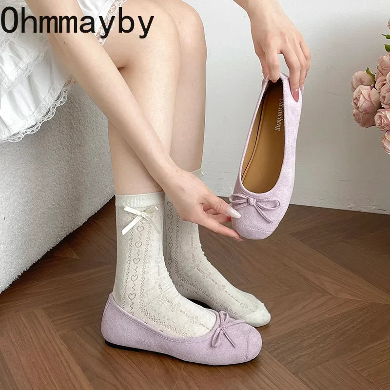 Butterfly-Knot Women's Mary Jane Ballet Flats | Slip-On Dress Shoes