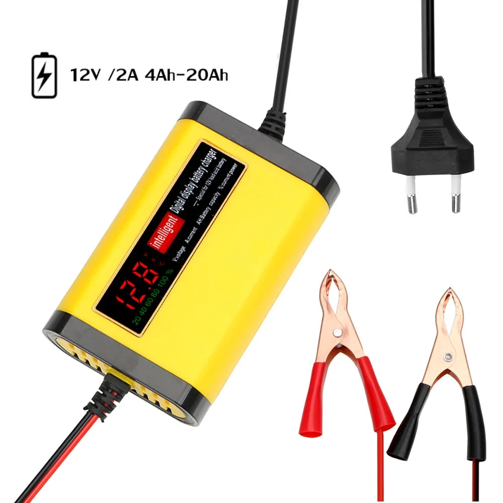 2A Smart 3-Stage Car Battery Charger – AGM, GEL & Lead Acid