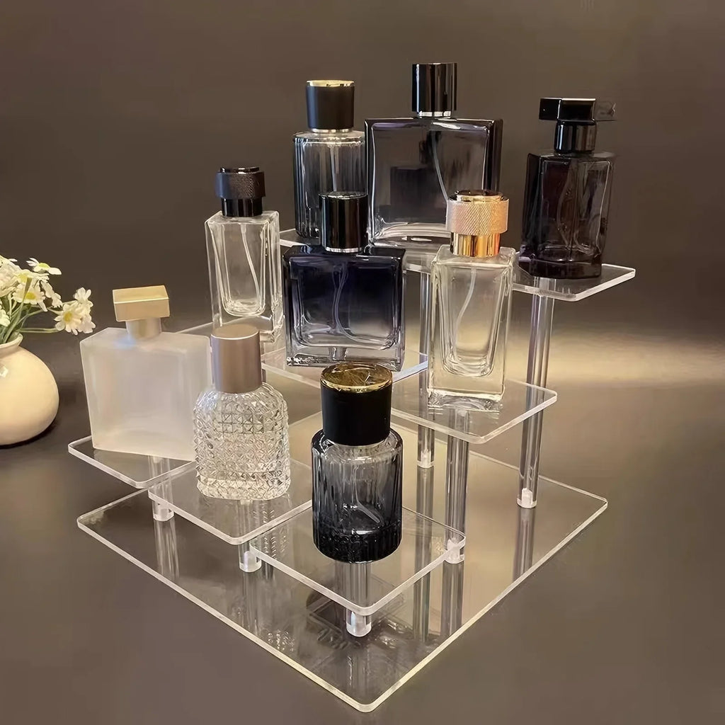 Acrylic Tiered Display Rack for Lipstick, Makeup & Figurines